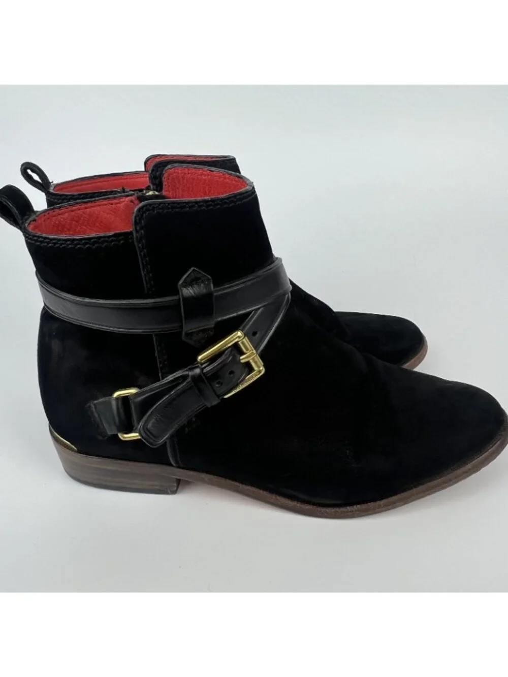 Coach Leoda Suede Ankle Boots Women’s 8.5 B – Black Zip Booties w/ Buckle - Picture 6 of 10